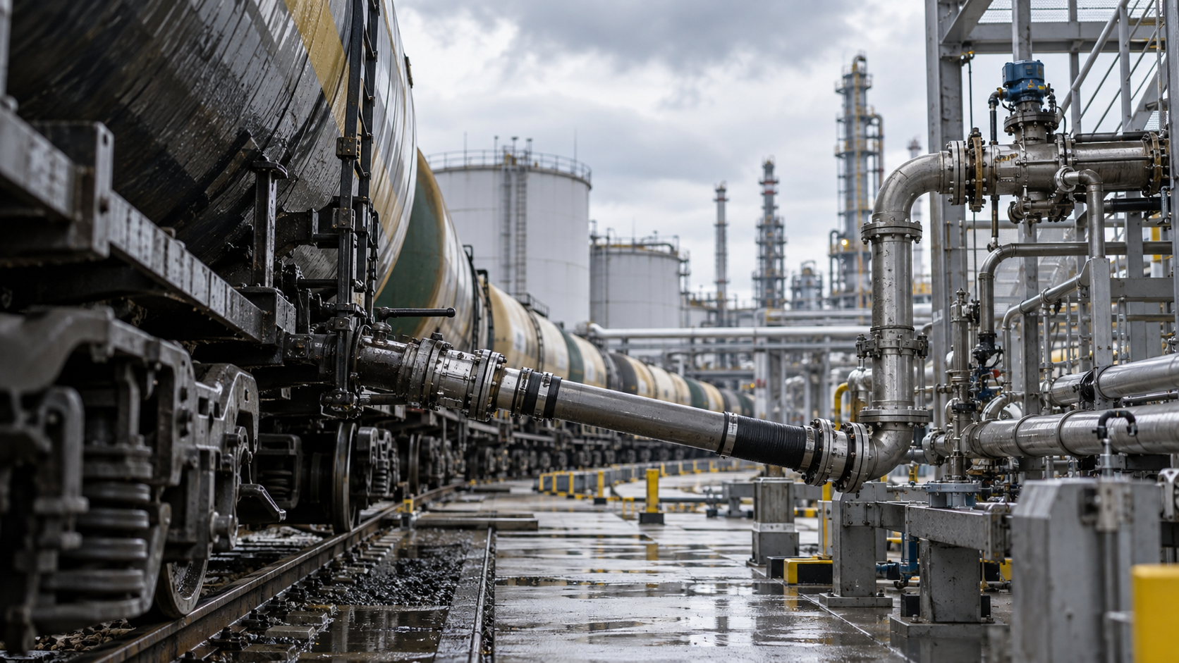 Загрузка дизельного топлива в железнодорожные цистерны на нефтеперерабатывающем заводе, запрет на экспорт топлива
